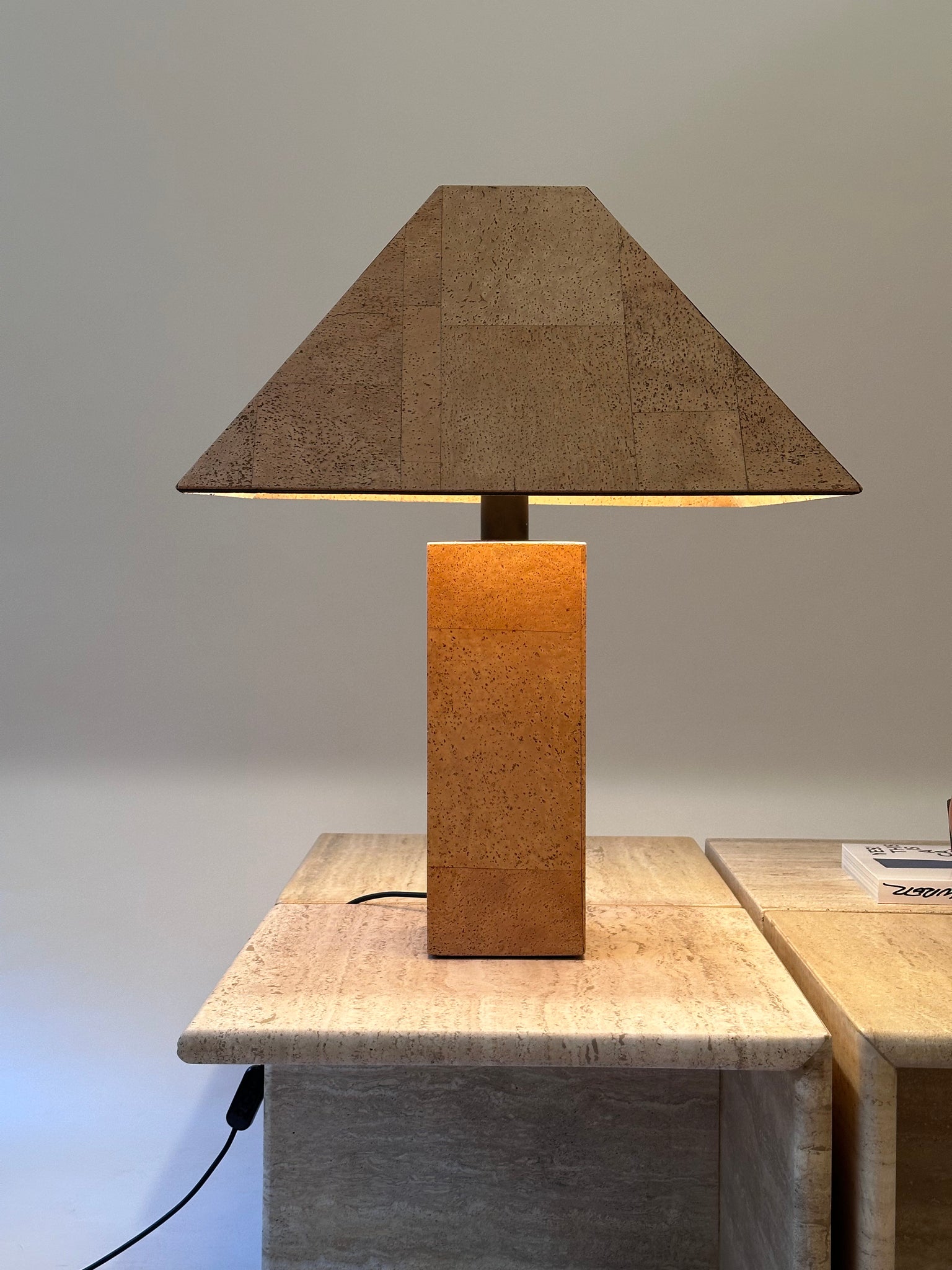 Vintage Cork Table Lamp, Ingo Maurer Design M, 1970s