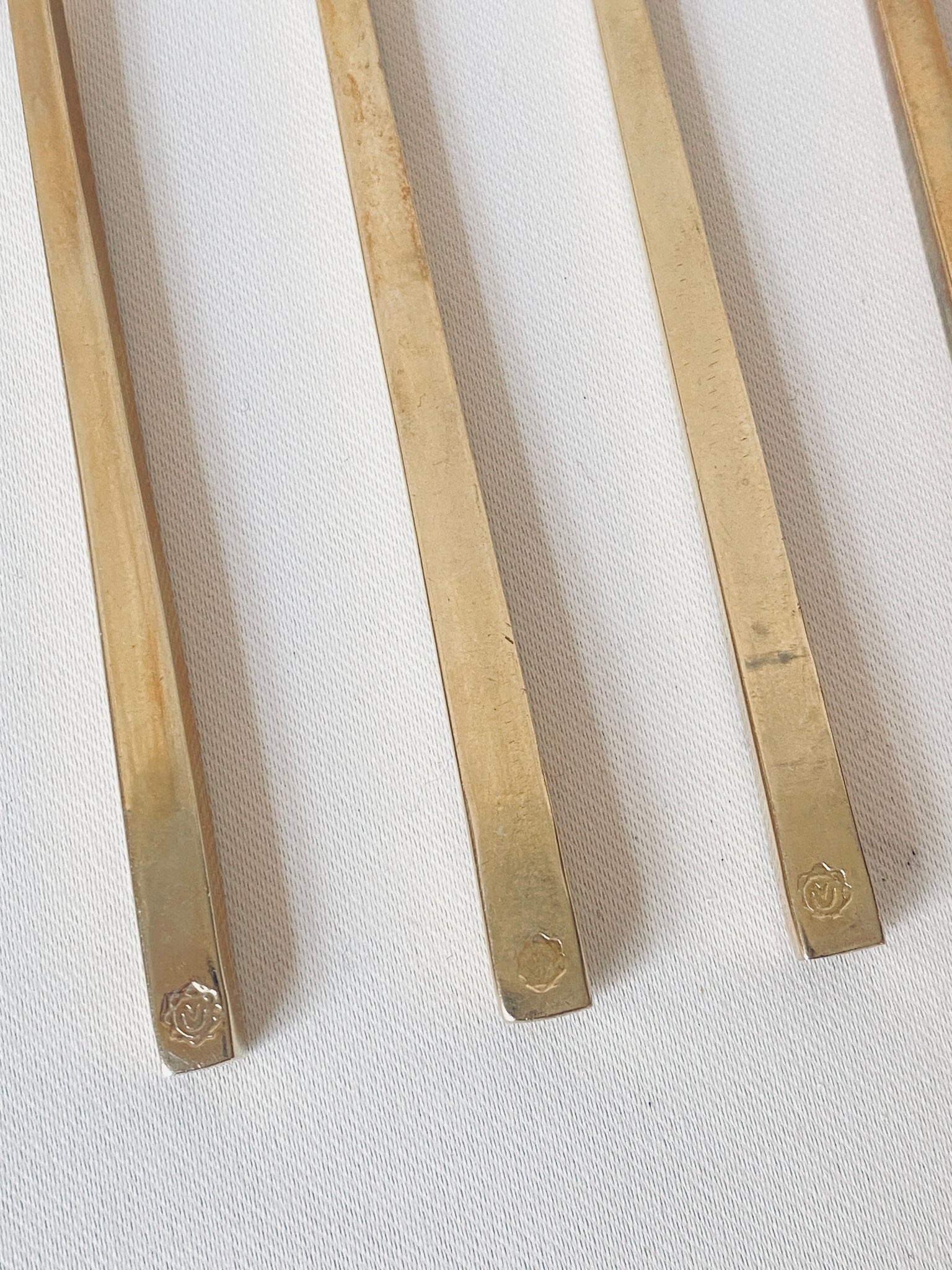 Solid Brass Cake Fork, Set of 8