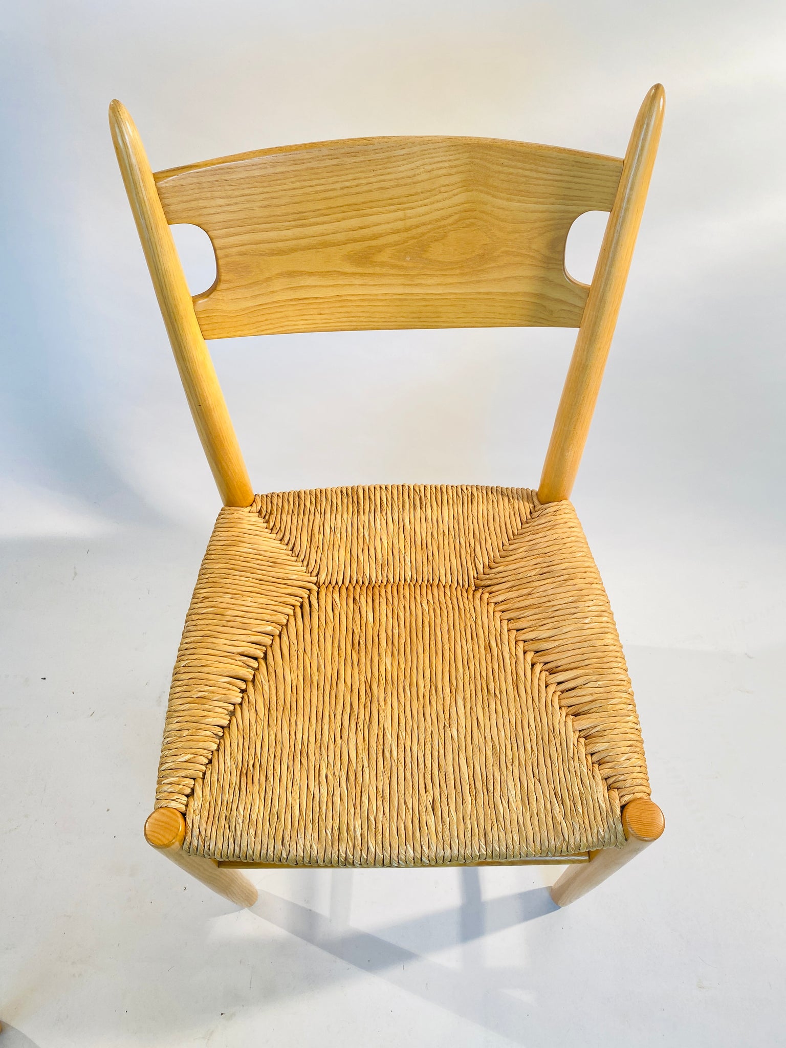Oak & Rush Wicker Chair, Set of 4