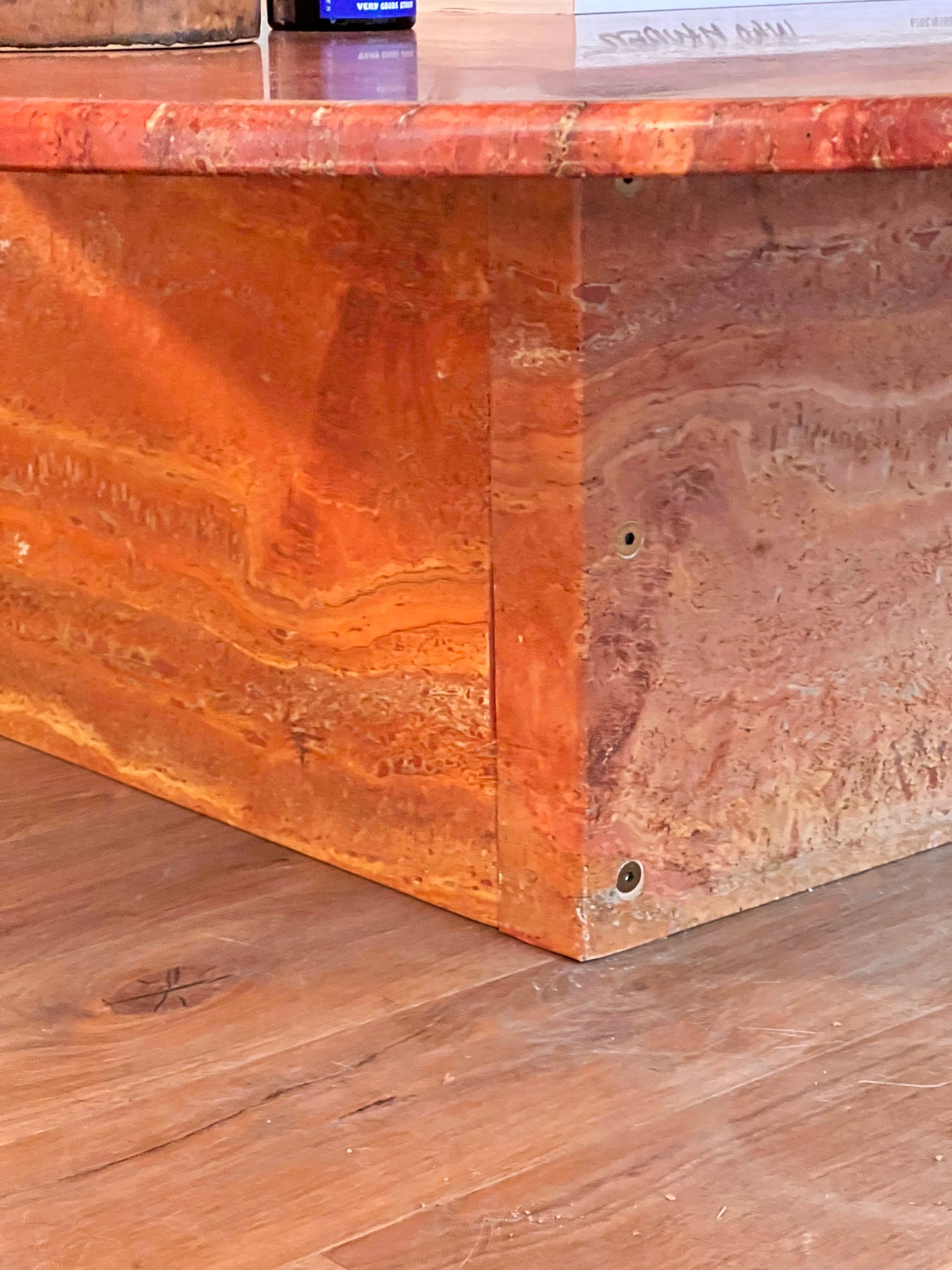 Red Travertine Coffee Table, 1970s