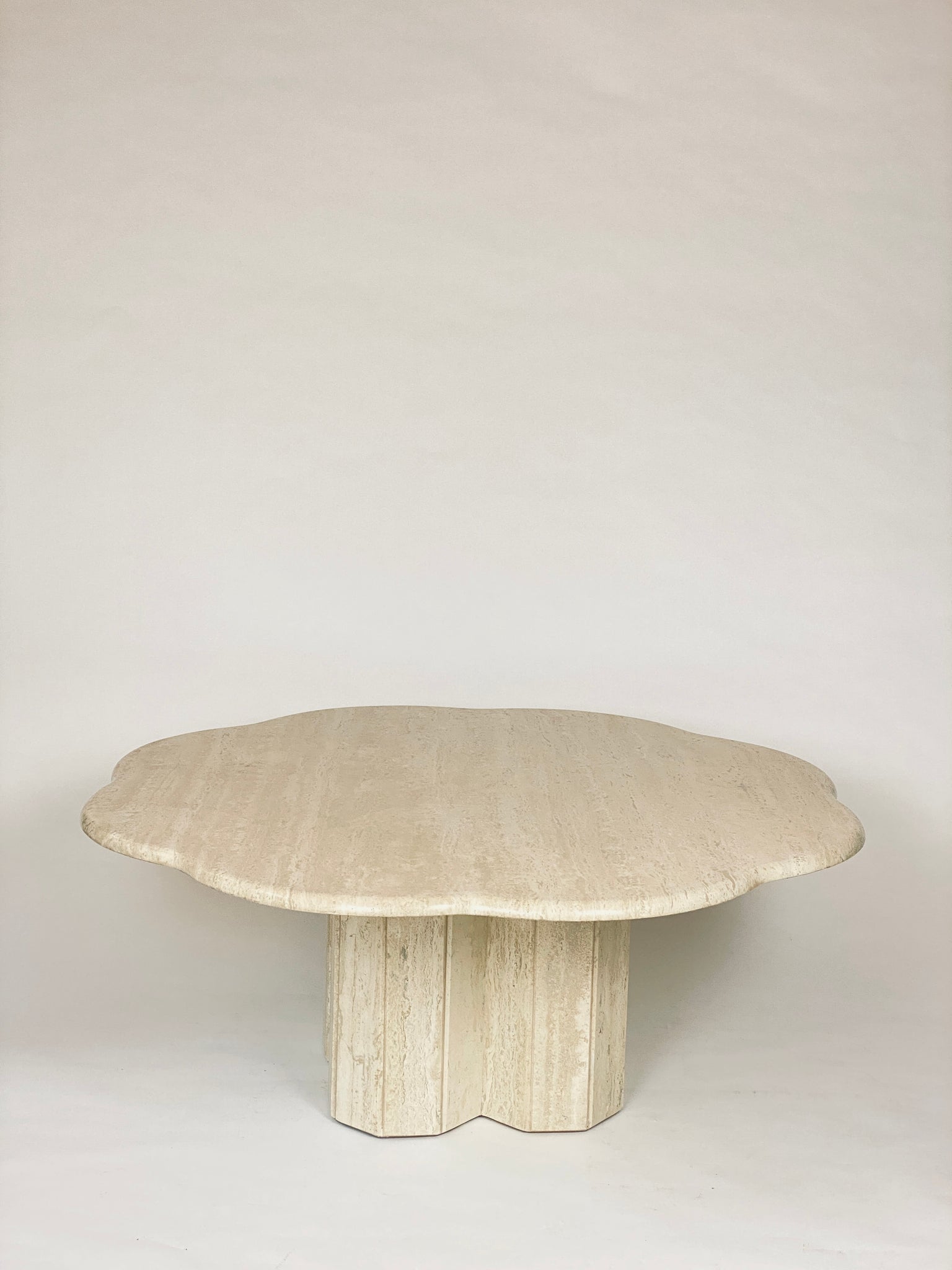 Scalloped Travertine Couch Table